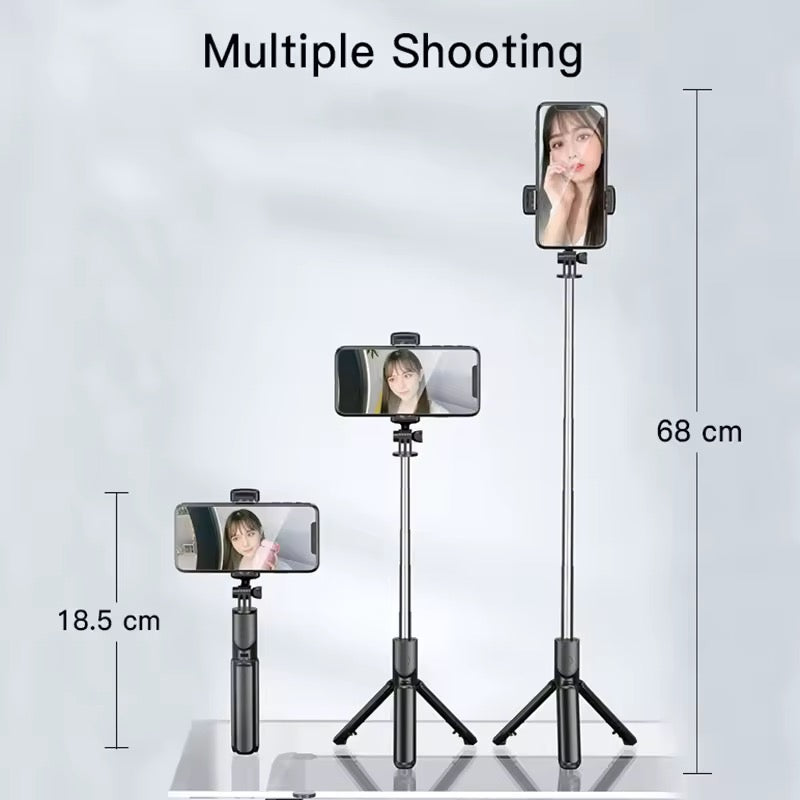 Bluetooth selfie stick tripod with remote